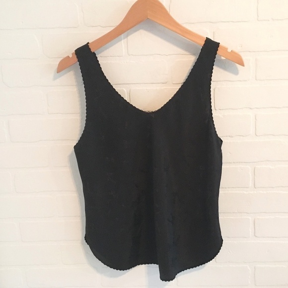 Vintage Cami Satin Black Bow print Iridescent Dark romantic S - Picture 1 of 11